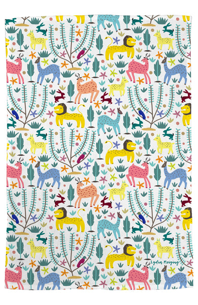 The Lion and the Hare (White)  - Tea Towel